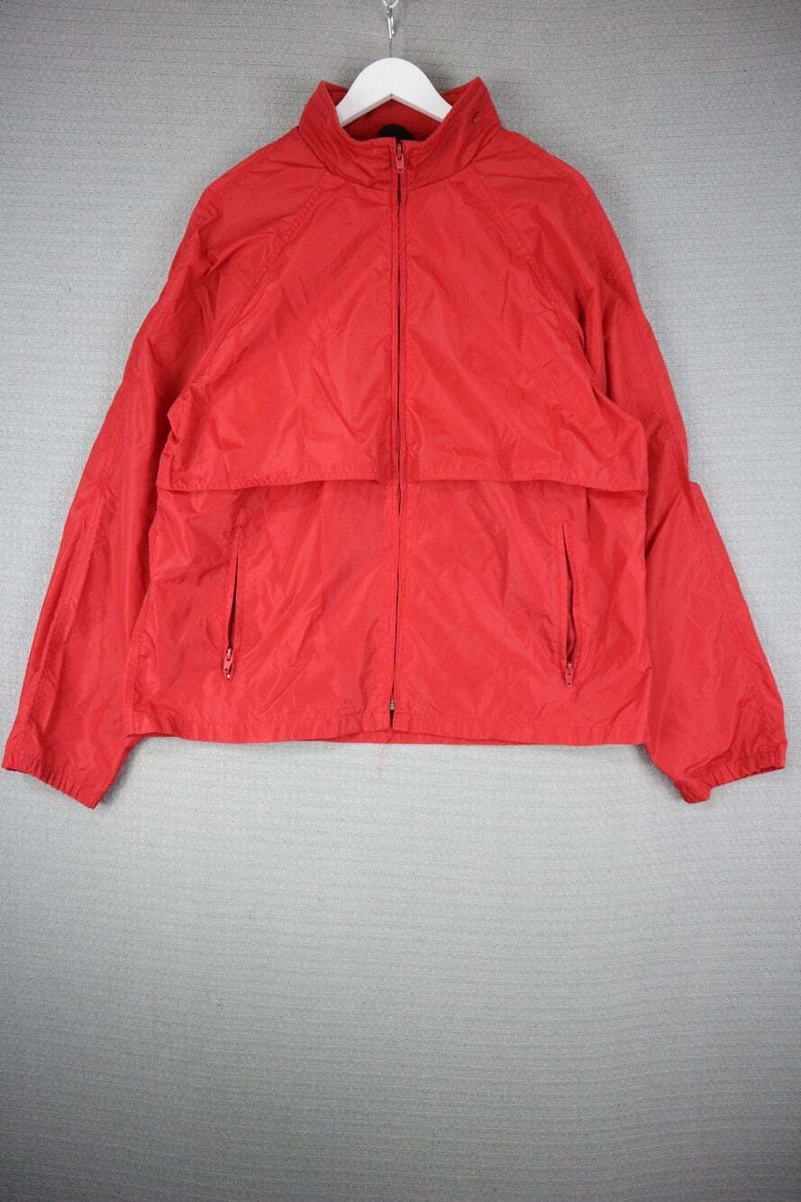 Eddie Bauer Vintage 90s Red Full Zip Windbreaker Nylon Jacket Men's Size L
